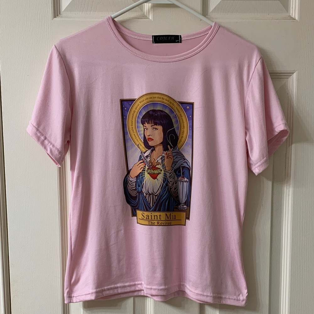 🌷3 for$25🌷CDJLFH, US M, Pink Short Sleeve Graphic “Pulp Fiction” Tee Shirt